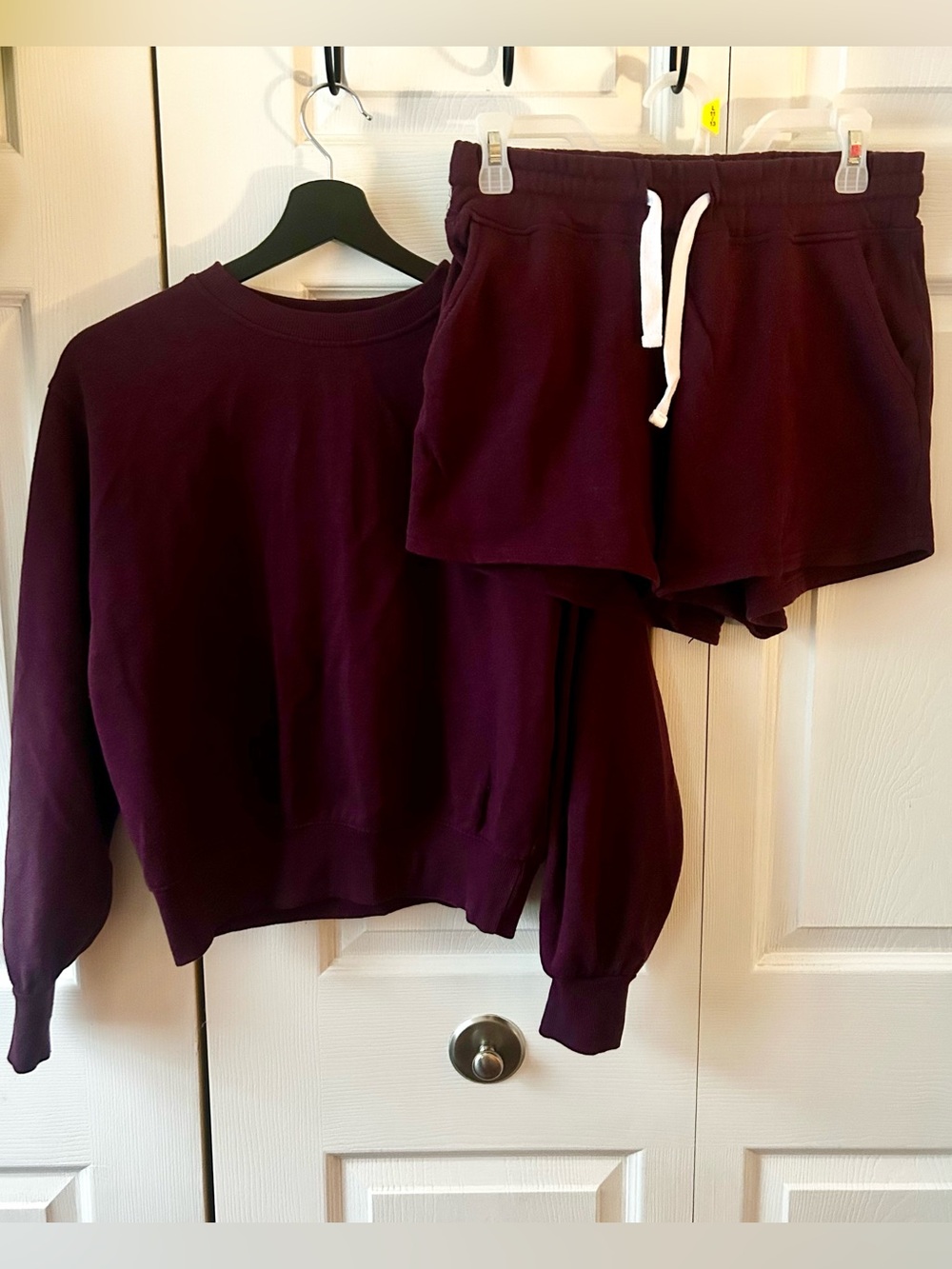 Fashion Nova Burgundy Set | Long Sleeve Sweatshirt & Shorts | Medium